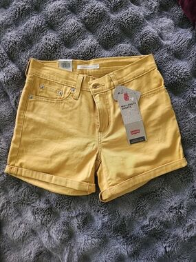 Levi's Women's Mid-Length Yellow Denim Shorts
